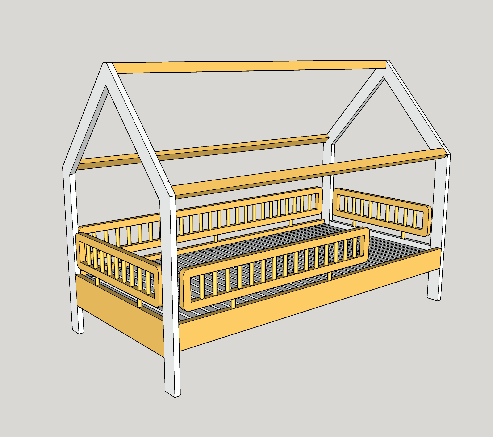 拾光小屋床搭配手工實木安全護欄